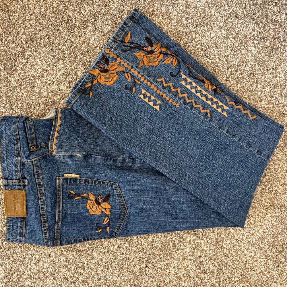 Y2K Coldwater Creek Embroidered Floral Bootcut Jeans Boho Western Denim 12 - Picture 7 of 11